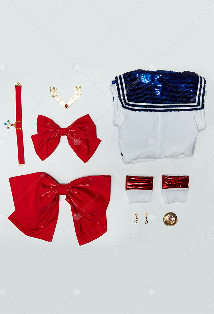 Sailor Moon Usagi Stage Version Costume Dress With Gloves And Hair