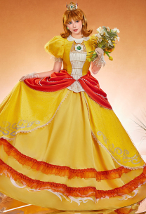 Costume de cosplay Princess Daisy édition premium avec gants et manches