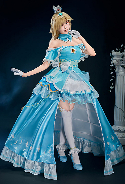 Miccostumes x akuoart Upgraded Ver Girl Rosalina Cosplay Costume Off-the-shoulder Top and Skirt with Shorts and Petticoat