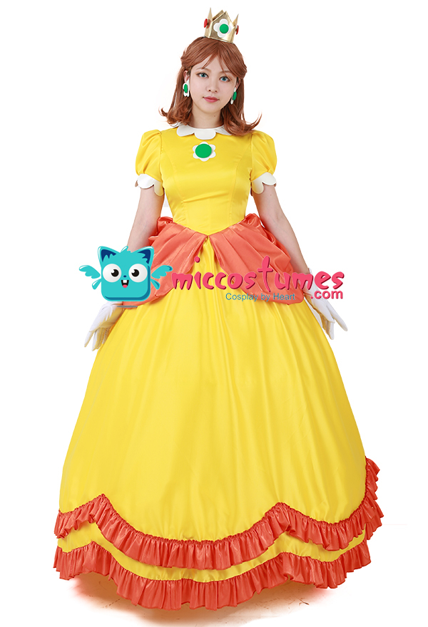 Game Super Mario Daisy Princess Yellow Dress Cosplay