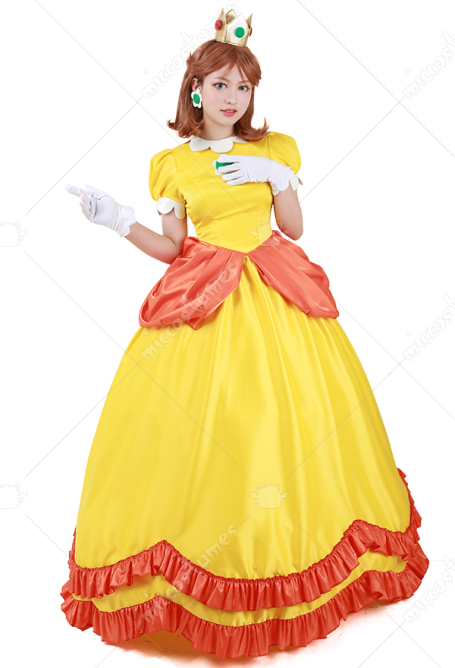 Princesse Daisy Costume de Cosplay Robe Jaune