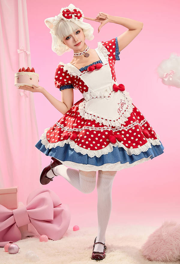 Anime Doll Derivative Cute Polka Dot Cosplay Costumes - Lolita Dress | Top Quality Outfits for Sale Anime Doll Derivative Cute Polka Dot Cosplay Costumes - Lolita Dress | Top Quality Outfits for Sale