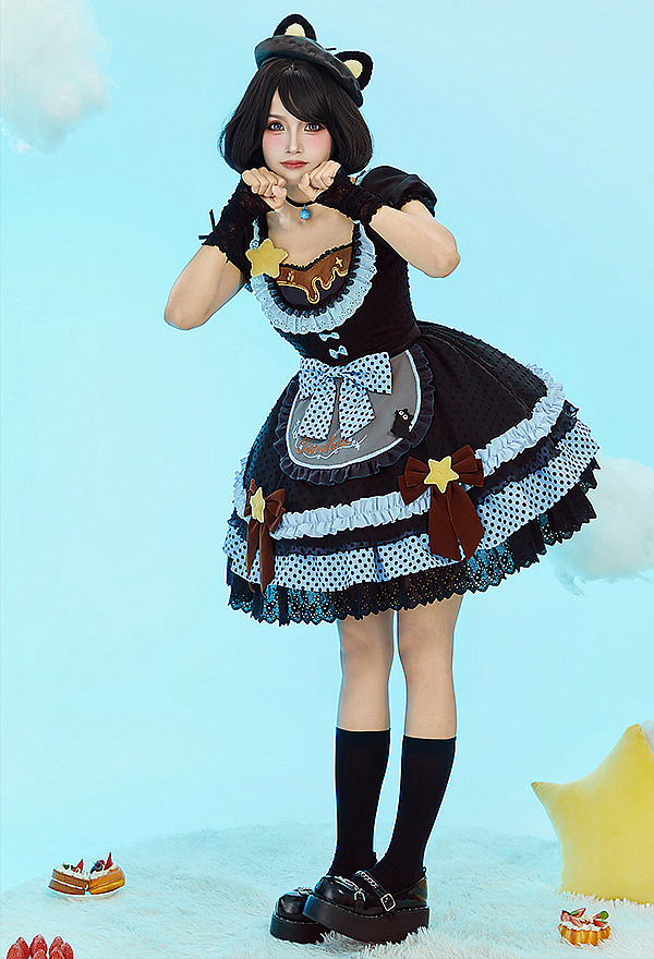 Anime Doll Derivative Halloween Color-blocked Dress - Lolita Dress