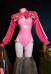 Alice Derivative Sexy Lingerie Halloween Bunny Costume Bodysuit and Jacket with Fishnet Stockings and Headband