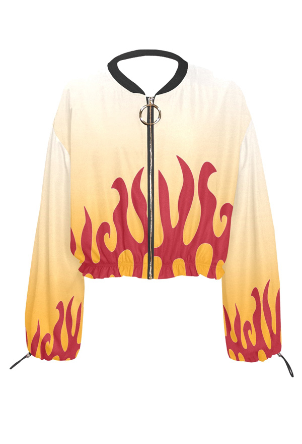 KNY Flame Summer Chiffon Coat - Fire Pattern Long Sleeves