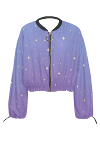 Mona Derivative Chiffon Coat with Star Prints Blue Purple Gradient Beach Jacket Zip Up Style