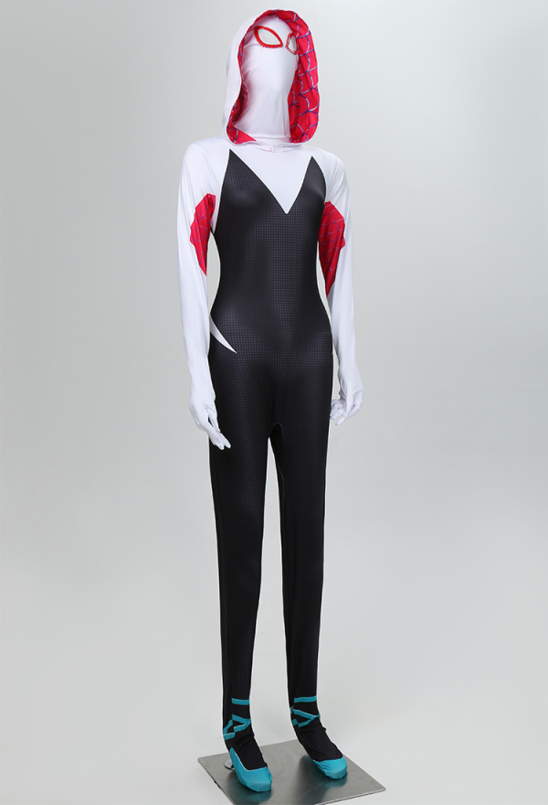 Gwen Super-Héroïne Bodysuit Combinaison Spider Woman Femme Cosplay Costume Zentai Costume