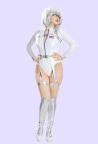 Sexy Astronaut Outfit Zip-up Bodysuit with Belt and Stockings