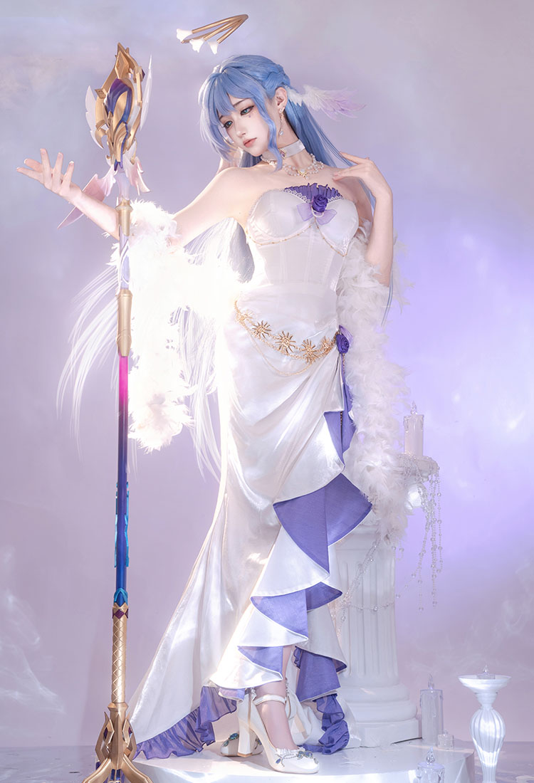 Honkai: Star Rail Robin Cosplay Costume Evening Dress with Shawl and Gloves