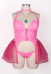 Plus Size Halloween Peach Princess Derivative Sexy Lingerie Set Pink Zipper Top Thong with Skirt Choker