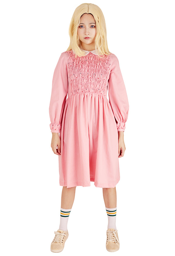 Stranger Things Costume de Cosplay de Eleven Robe Rose pour Fille