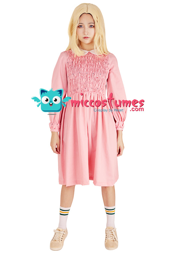 Stranger Things Costume de Cosplay de Eleven Robe Rose pour Fille