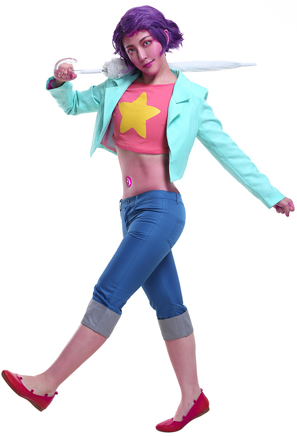 Steven Universe Bow 01 Rainbow Quartz 2.0 Cosplay Costume Outfit with Gem