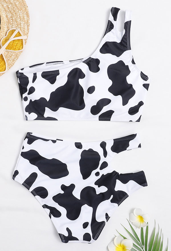 Kawaii Two Piece Bikini Set Kawaii Lingerie Outfit Cow Pattern