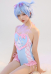 Miccostumes Swimsuits for Women Bunny Printed Bathing Suit Kawaii Lace Up One-piece Swimwear Sexy Costume