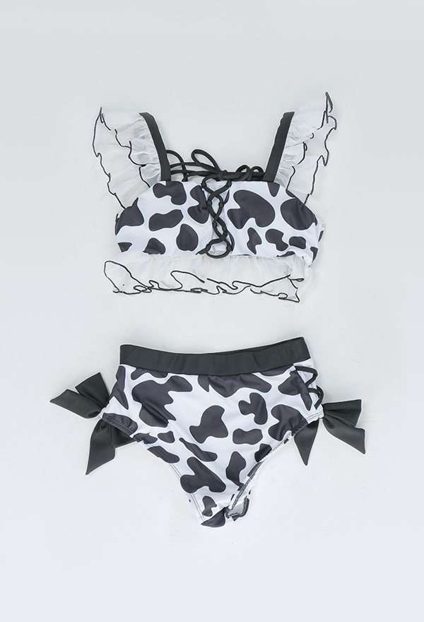 Cozeyat Black Cow Skin Design Women's Cotton& Polyester Bikini