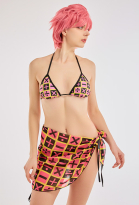 Miccostumes Swimsuits Size S-5XL Number Sign Prints for Bathing Bikini Set Lace Up Top and Shorts Two Piece Bathing Suit Swimwear