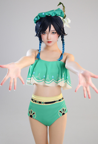 Swimsuits Venti Two-Piece Swimsuit Green Prints Bathing Suit Ruffle Falbala Top and High Waist Style Panty Swimwear