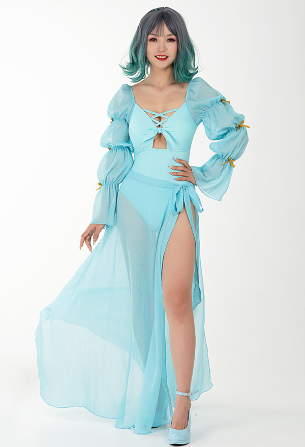 One Piece Swimdress With Longer Skirt One-Piece Long Sleeve Upf50+ Ruffle Skirt  Swim Suit, Pink/