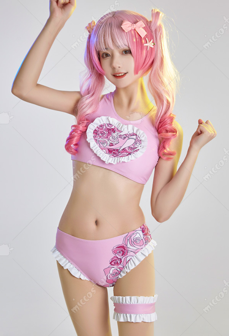 Japanese Kawaii Pink&White 2 Piece Bikini Swimsuit (swim suit) SD02365