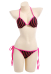 Two Piece Black Red Striped Swimsuit Lace Up Bikini Set Bathing Suit for Beach Pool