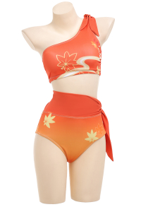 Kaedehara Kazuha Derivative Swimsuits for Women Bathing Suit One Shoulder Sleeveless Top and High Waist Panty Set Two Piece Swimwear