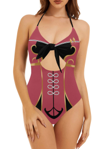 Beidou Derivative Damen One Piece Swimsuit Cutout Geknoteter Badeanzug Neckholder Bademode
