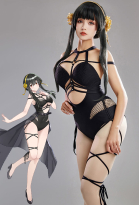 Yor Derivative One-Piece Swimsuit Halter Cutout Mesh Bathing Suit with Chiffon wrap Skirt and Headband Swimwear