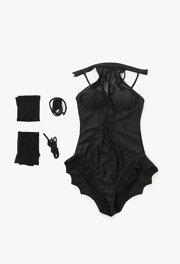 Front Crossover Tummy Control One-piece Swimwear with Gloves