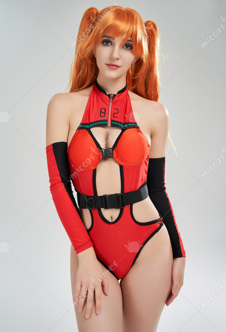 Anime Derivative Swimsuit Sexy Red Cutout High Neck One-Piece Bathing Suit Tummy Control Swimwear