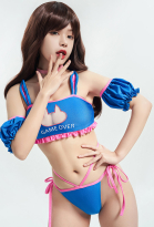 OW Derivative Swimsuit kawaii Bikini Set Rabbit Pattern Lace-up Top and Low Waist Shorts Two Piece Bathing Suit Swimwear