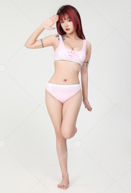 PM Derivative Two-Piece Swimsuit Set Kawaii Pink Short Tank Top and Triangle Bottoms Bathing Suit Swimwear
