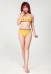 PM Derivative Two-Piece Swimsuit Bikini Set Kawaii Yellow Short Tank Top and Triangle Bottoms Bathing Suit Swimwear