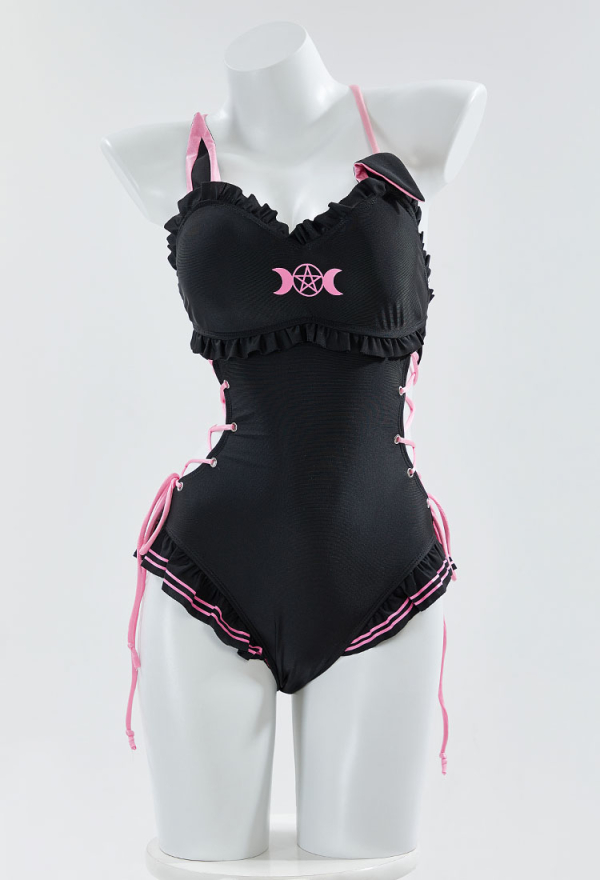 Women Sexy Swimsuit Cute Bunny Style Ruffle One-Piece Bathing