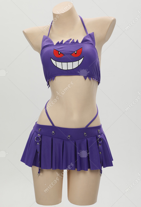 PM Derivative Two-Piece Swimsuit Purple Printed Halter Top Skorts Bathing Suit with Headband