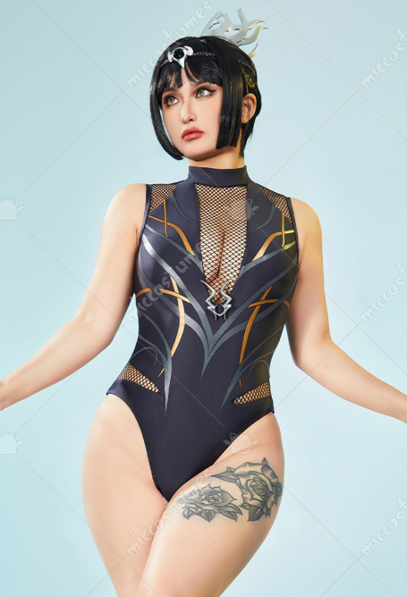 Shadowheart Derivative Sexy Swimsuit Sleeveless Mesh One-piece Bathing Suit Tummy Control Swimwear