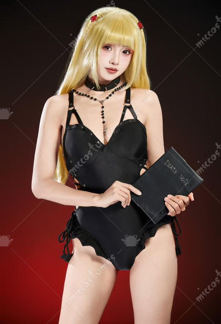Misa Derivative One Piece Swimsuit Cross Lace-up Hollow One-piece Bathing Suit with Necklace