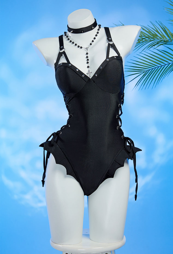 Death Note Misa Misa Maillot de bain Cosplay une pièce à dentelle creuse avec collier