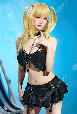 Death Book Misa Derivative Two-Piece Swimsuit - Cross Lace-up Halter Bathing Suit Anime Cosplay | Top Quality Bikini Set for Sale