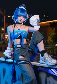 OW Hana Song Kpop Crossover Skin Cosplay Costume Top and Pants with Shorts and Hand Sleeves