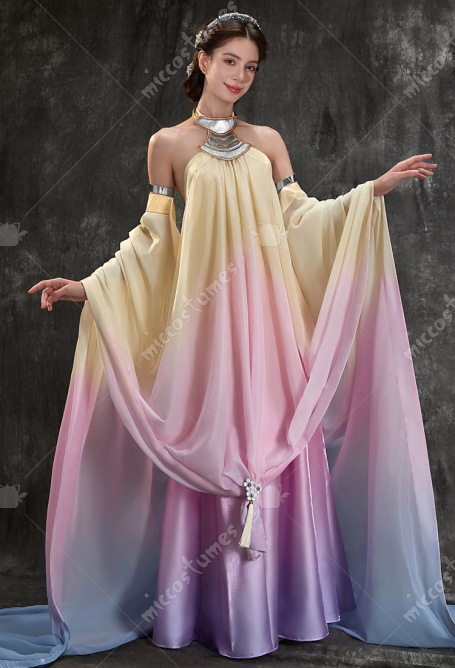 SW Amidala Cosplay Costume Halter Dress with Headpiece and Arm Band