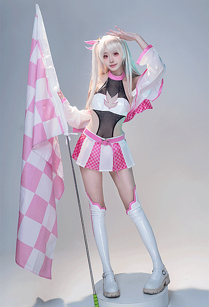 Fate/kaleid liner Prisma Illya Illyasviel Racing Style Cosplay Costume Bodysuit with Jacket and Skirt