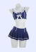 Retro Nautical Style Two-piece Swimsuit Sailor Collar Top and High-waisted Skort with Headband
