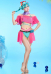 Dragon Boru Bulma Derivative Two-piece Swimsuit Top and Panty with Cover-up and Belt