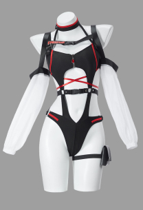 Cyberpunk Lucy Derivative Cutout Halter Neck One-piece Swimsuit Cyberpunk Style Swimwear