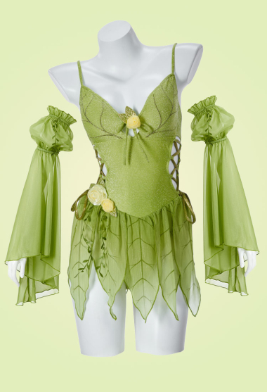 Magical Fairy Derivative One-piece Swimsuit Medieval Forest Elf Leaf-style Bathing Suit with Sleeves