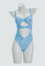 Cute Shark Print One-piece Swimsuit Shark Jaw Cutout Bathing Suit