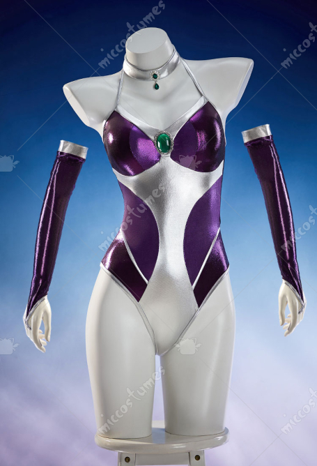 Female Superhero Derivative One-piece Halter-neck Color-blocked Swimsuit with Sleeves and Choker