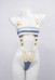 Friren Derivative One Piece Swimsuit Cut Out Snap Buckle Stripe Printed Swimsuit