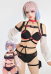 Cyberpunk Lucy Derivative Sexy Swimsuits Lace-up Swimwear Top and Bottoms Bikini Sets with Choker and Cover-up